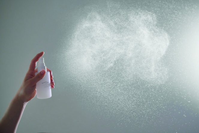 A fine cloud of ICHTHYS Cell Mist being sprayed